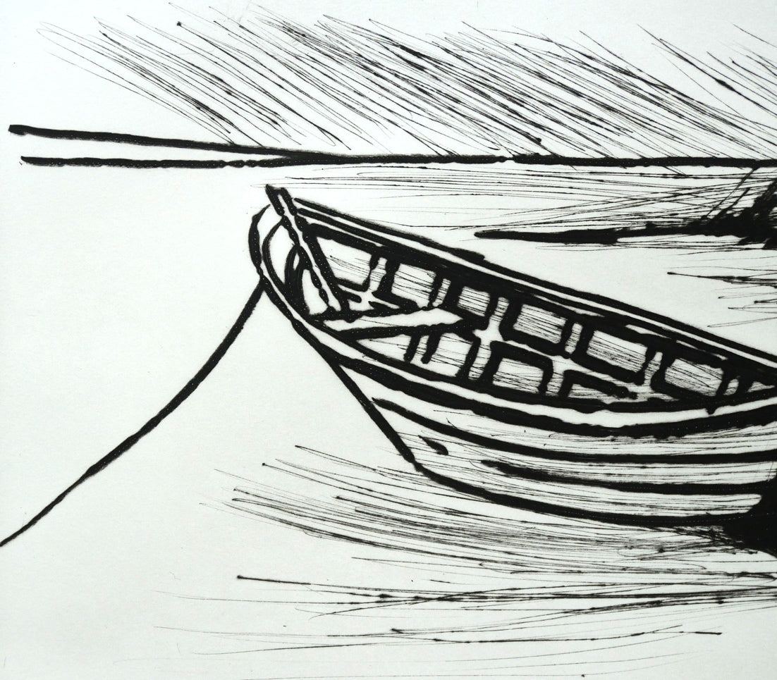 ベルナール・ビュッフェ(Bernard BUFFET)「平底漁船」ドライポイント(銅版画) 拡大画像1