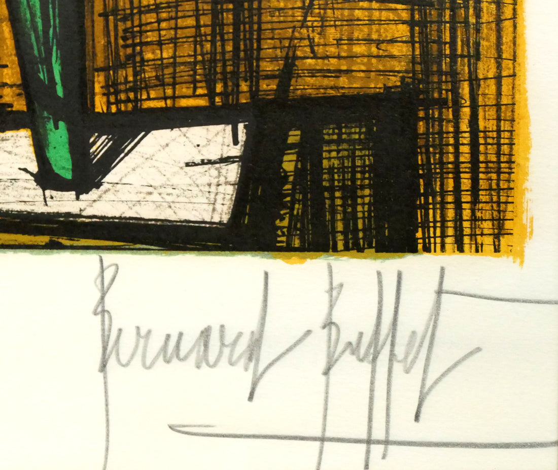 ベルナール・ビュッフェ(Bernard BUFFET)「花瓶の中のバラ」リトグラフ 本人直筆鉛筆サイン