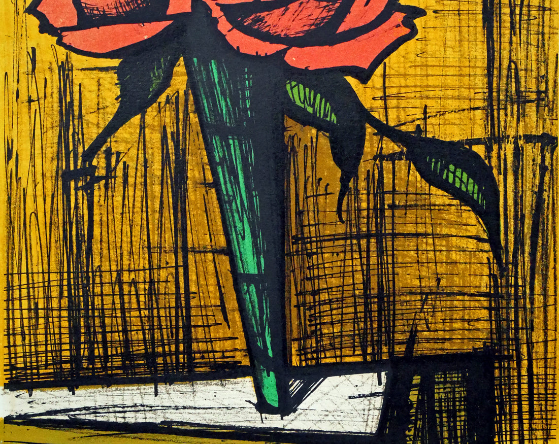 ベルナール・ビュッフェ(Bernard BUFFET)「花瓶の中のバラ」リトグラフ 拡大画像2