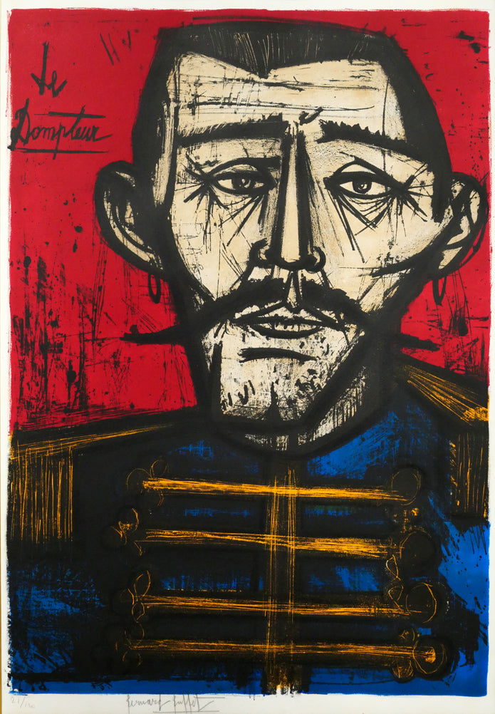 ベルナール・ビュッフェ(Bernard BUFFET)「獅子使い(『サーカス』より)」リトグラフ 作品全体画像