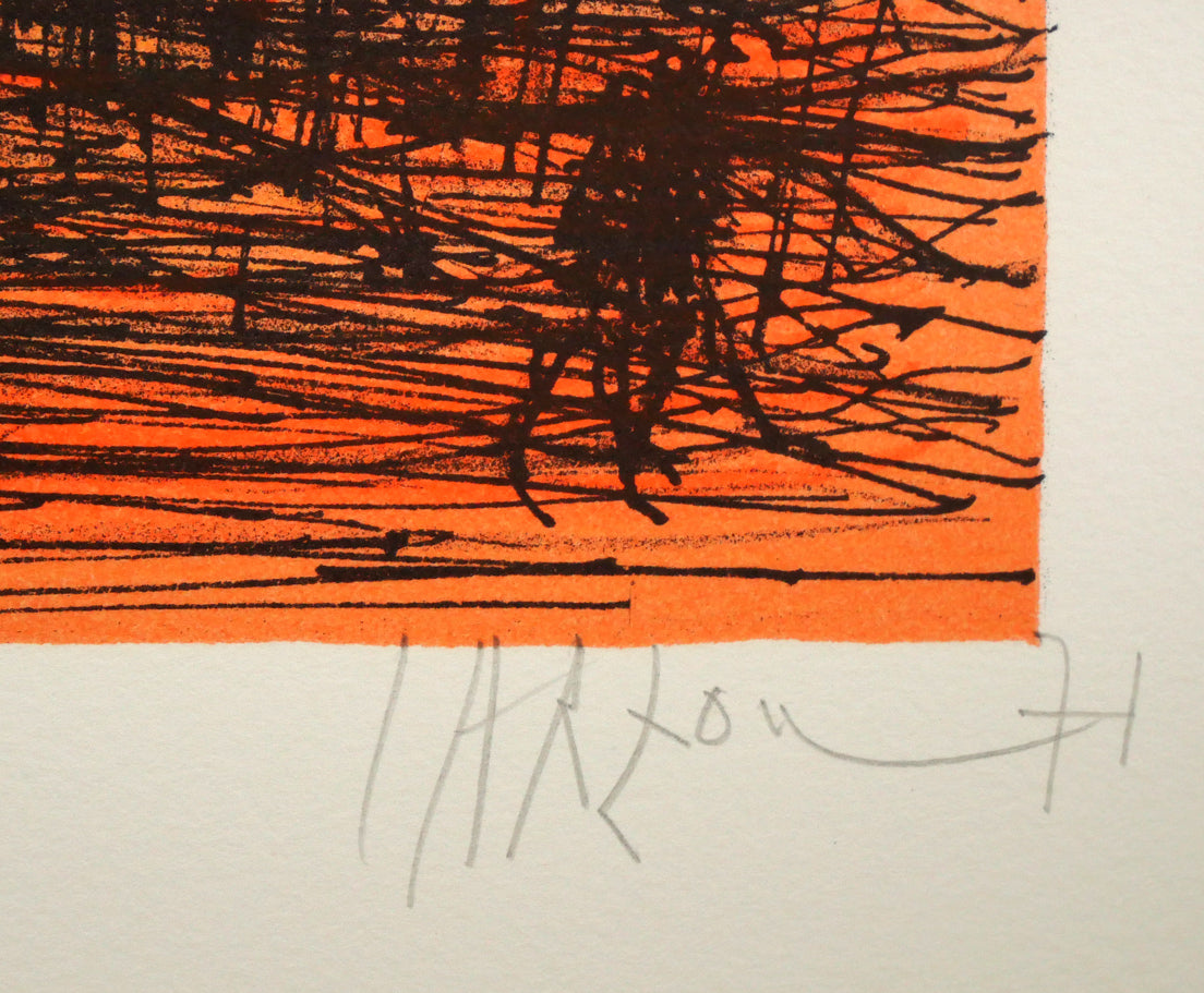 ジャン・カルズー(Jean CARZOU)「太陽のある風景」リトグラフ 本人直筆鉛筆サイン