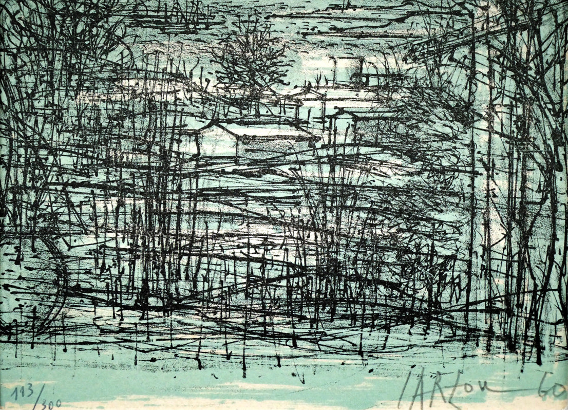 ジャン カルズー(Jean CARZOU)「冬の丘」リトグラフ 拡大画像2