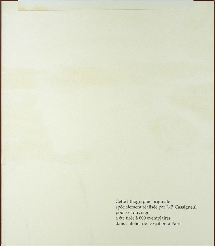 ジャン・ピエール・カシニョール(JEAN PIERRE CASSIGNEUL)「夜になったら」リトグラフ 作品裏側画像