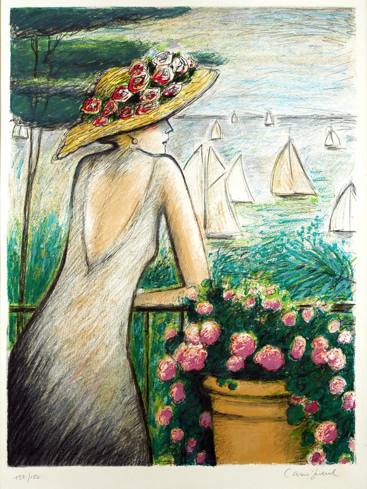 ジャン・ピエール・カシニョール(JEAN PIERRE CASSIGNEUL)「ヨット:『公園』より」リトグラフ 作品全体画像