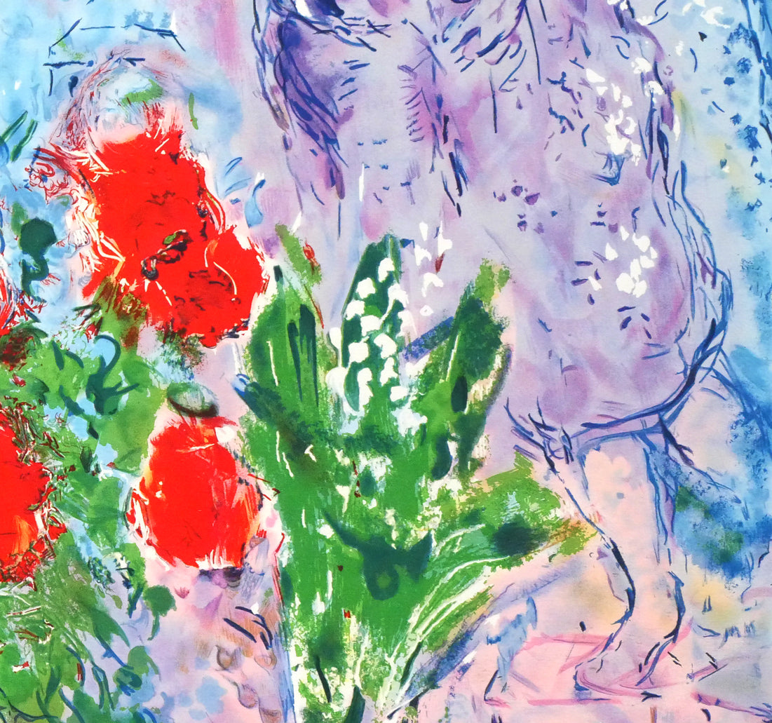 マルク シャガール(Marc Chagall)「赤い薔薇と恋人たち」リトグラフ 拡大画像4