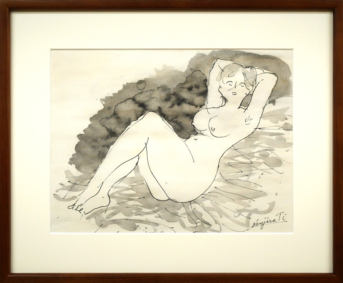 近岡善次郎「裸婦像」水彩画・ペン