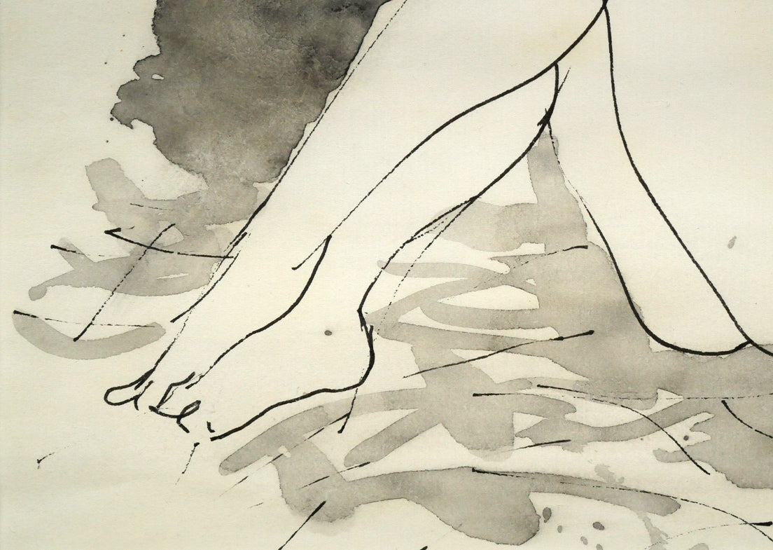 近岡善次郎「裸婦像」水彩画・ペン 拡大画像5