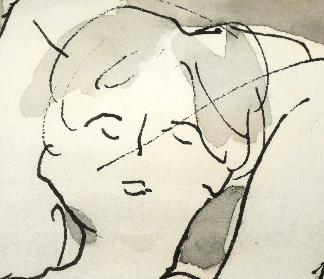 近岡善次郎「裸婦像」水彩画・ペン 拡大画像3