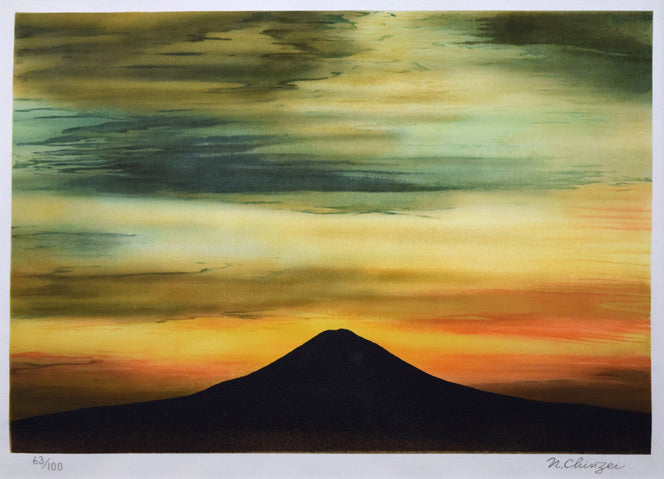 鎮西直秀「翔映乙女峠」美術京友禅染 作品全体画像