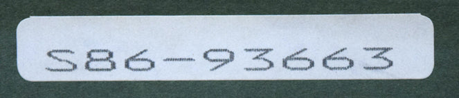 鎮西直秀「翔映乙女峠」美術京友禅染 額裏シール拡大画像(「一枚の繪」管理番号シール)