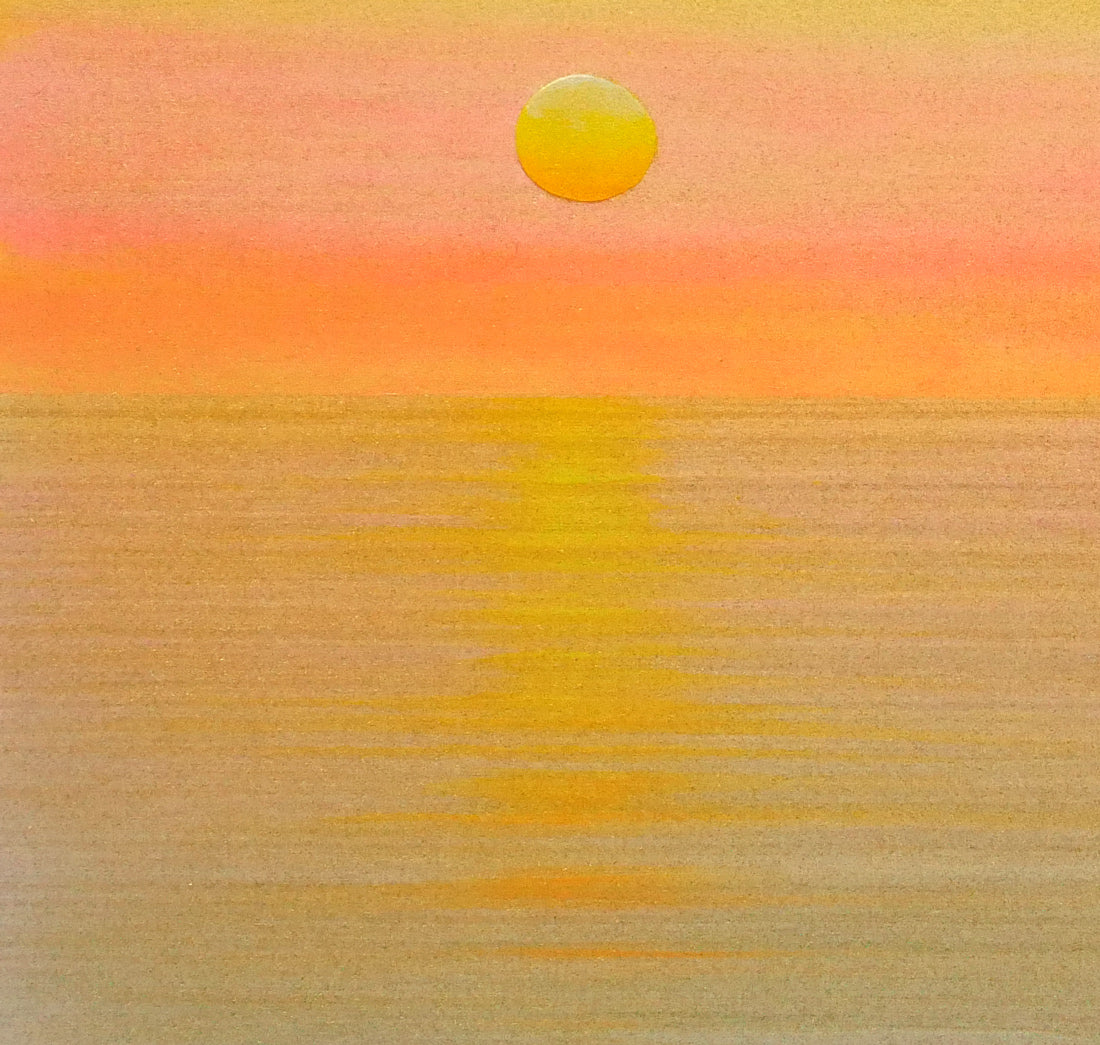 鎮西直秀「瑞彩 納沙布岬旭日」油絵・特0号 拡大画像3