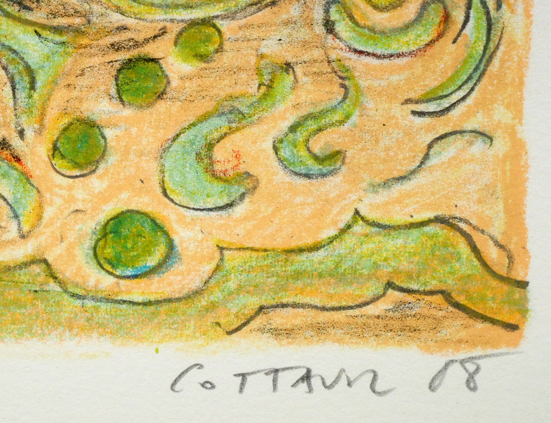 アンドレ コタボ(COTTAVOZ)「シュノンソー城(フランス)」リトグラフ 本人直筆鉛筆サイン、年記(1988年作)