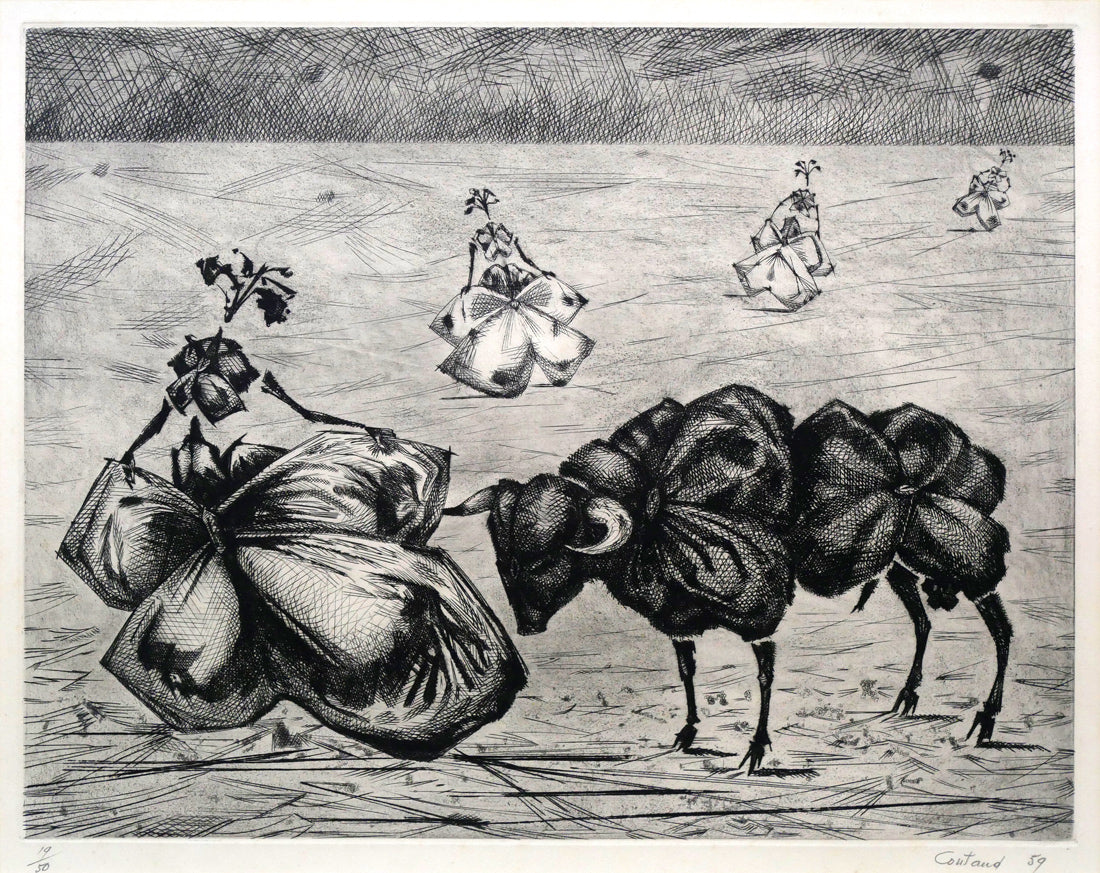 ルシアン クートー(Lucien COUTAUD)「花の闘牛(Corrida fleurie)」銅版画 作品全体拡大画像