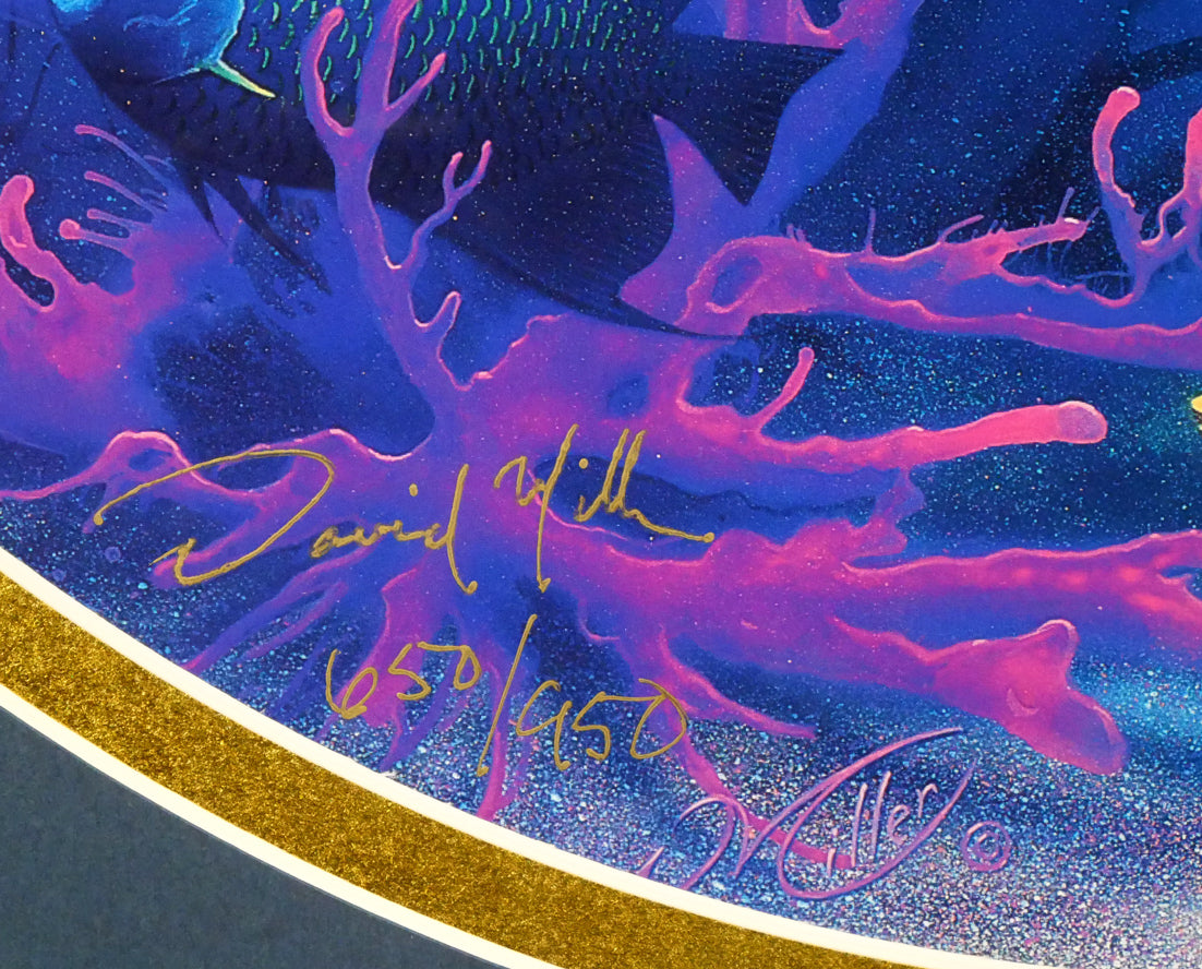 デビット ミラー(David Miller)「ヘブンリーウォーター」ミクスドメディア版画 本人直筆金ペンサイン、限定番号(ed,650/950)