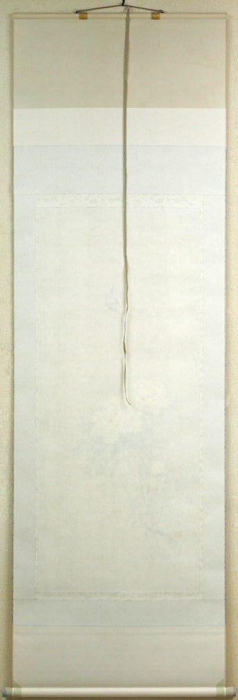 出口華凰「牡丹に小禽」彩色紙本掛軸尺五立・太巻・共箱 作品裏側画像