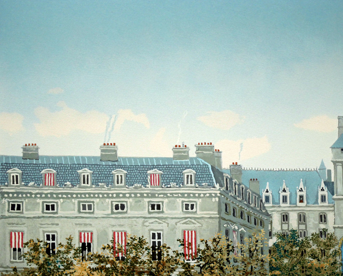 ミッシェル ドラクロワ(Michel DELACROIX)「花市場(フラワーマーケット)」リトグラフ・限定サイン入り 拡大画像1