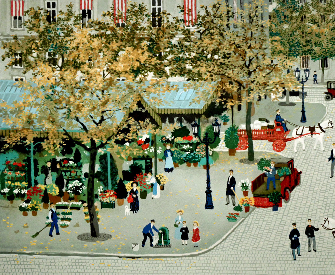 ミッシェル ドラクロワ(Michel DELACROIX)「花市場(フラワーマーケット)」リトグラフ・限定サイン入り 拡大画像3