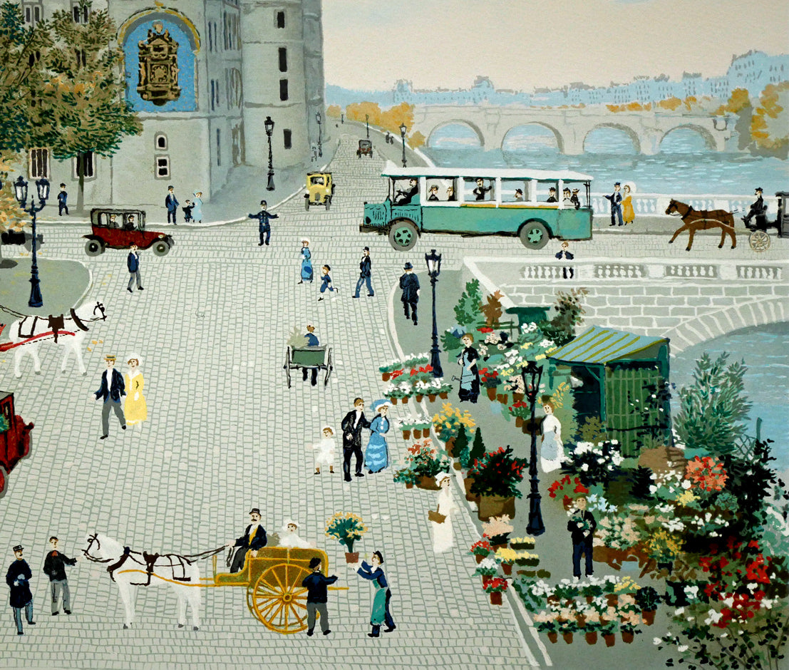 ミッシェル ドラクロワ(Michel DELACROIX)「花市場(フラワーマーケット)」リトグラフ・限定サイン入り 拡大画像5