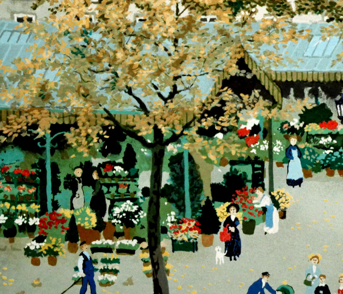 ミッシェル ドラクロワ(Michel DELACROIX)「花市場(フラワーマーケット)」リトグラフ・限定サイン入り 拡大画像4