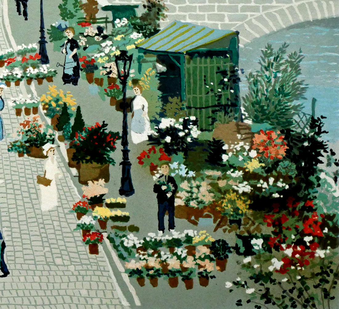 ミッシェル ドラクロワ(Michel DELACROIX)「花市場(フラワーマーケット)」リトグラフ・限定サイン入り 拡大画像7