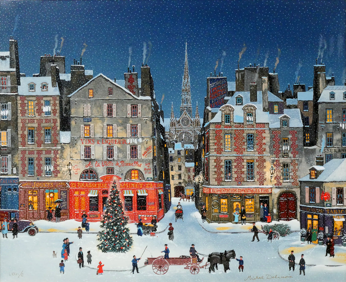 ミッシェル ドラクロワ「ノエル ノエル」キャンバスにシルクスクリーン版画 作品全体画像