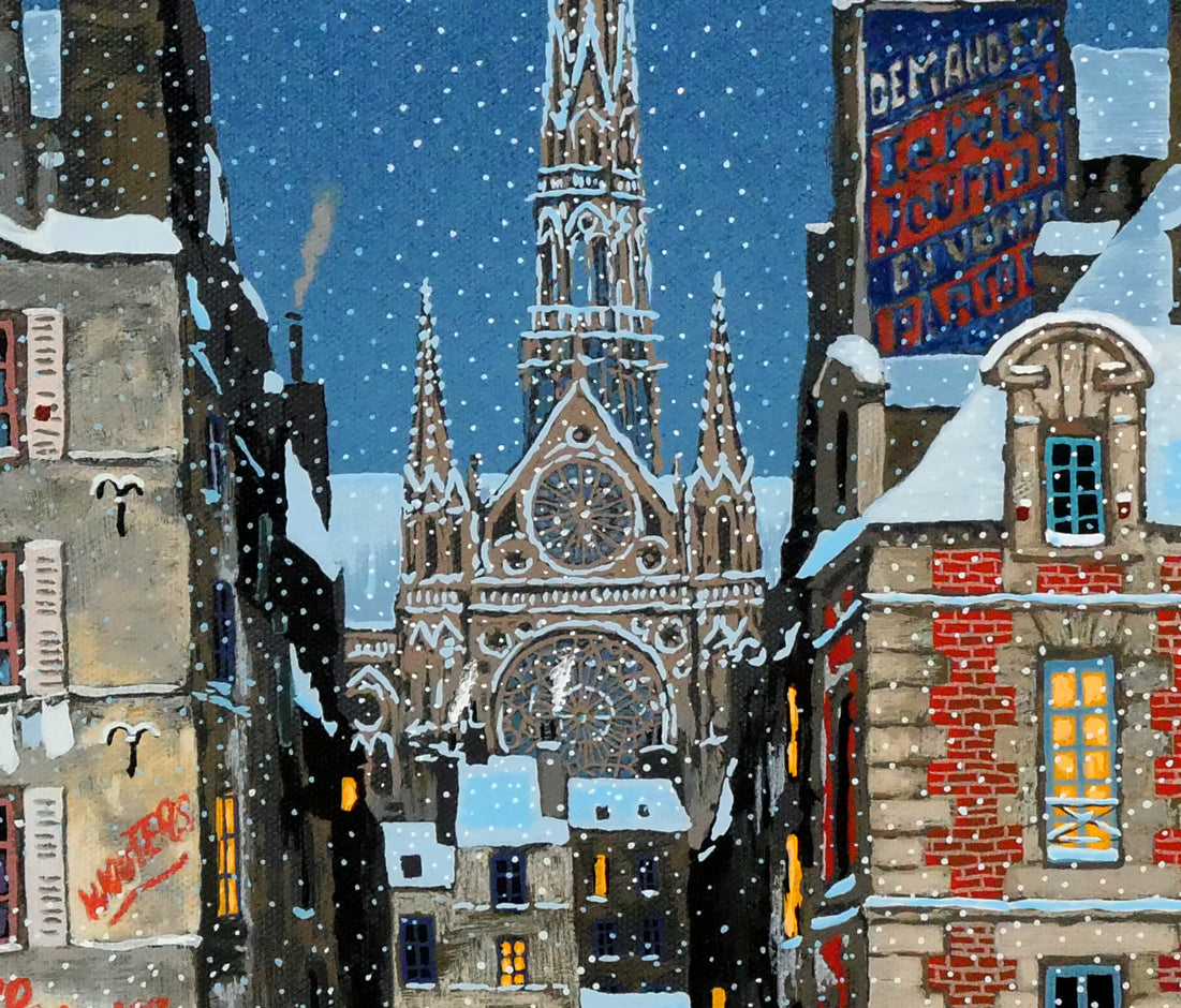 ミッシェル ドラクロワ「ノエル ノエル」キャンバスにシルクスクリーン版画 拡大画像2