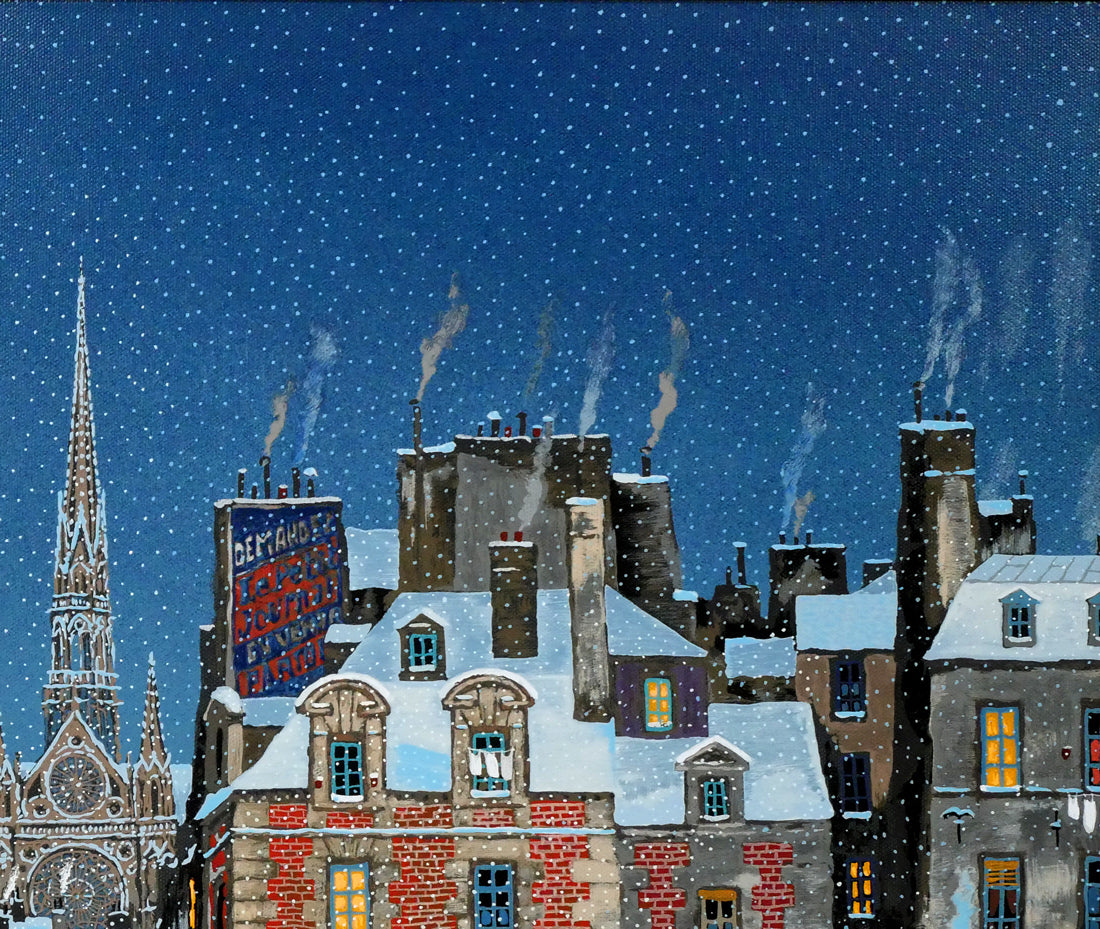 ミッシェル ドラクロワ「ノエル ノエル」キャンバスにシルクスクリーン版画 拡大画像3