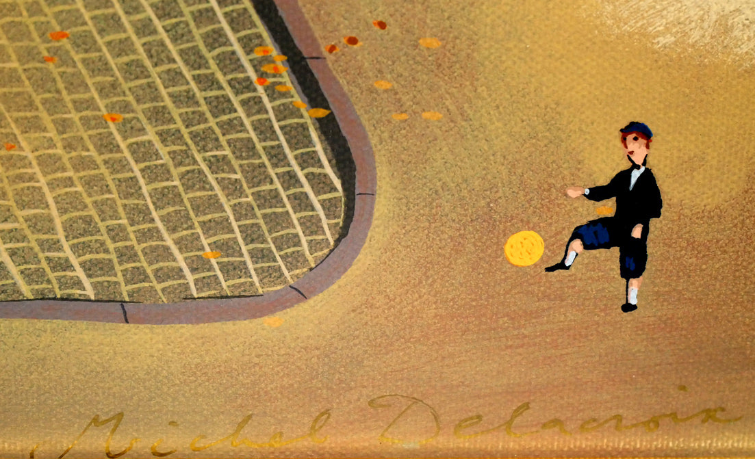 ミッシェル ドラクロワ「パリス アイ ラブ」キャンバスにシルクスクリーン版画 本人直筆金ペンサイン