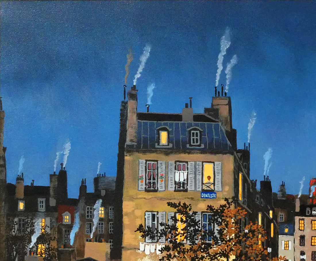 ミッシェル ドラクロワ「パリス アイ ラブ」キャンバスにシルクスクリーン版画 拡大画像1