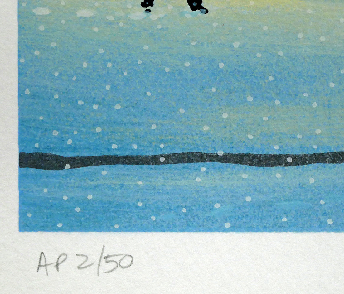 ミッシェル ドラクロワ(Michel DELACROIX)「オペラ座付近:「少年時代のパリ」より冬」シルクスクリーン版画・限定サイン入り 限定番号(ed,AP=作家保存版2/50)