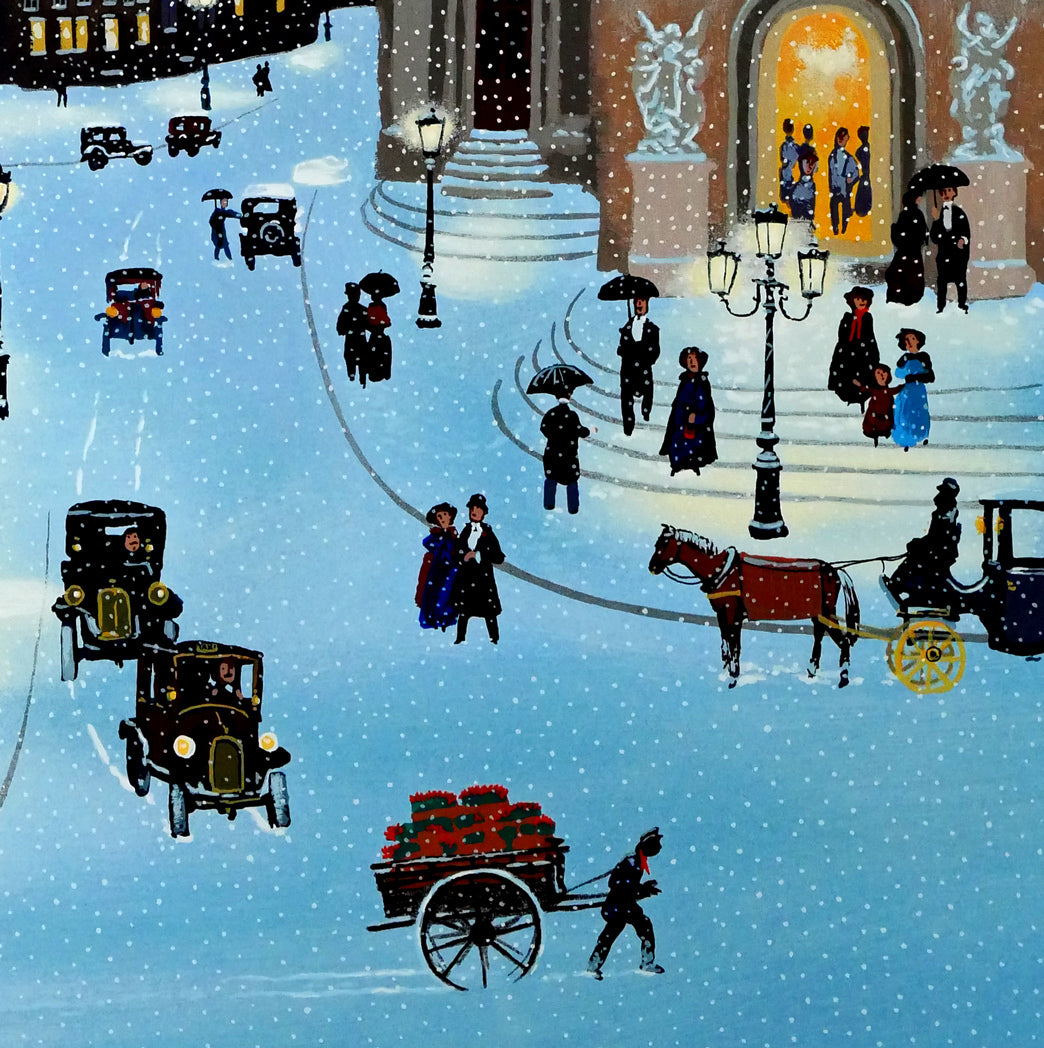 ミッシェル ドラクロワ(Michel DELACROIX)「オペラ座付近:「少年時代のパリ」より冬」シルクスクリーン版画・限定サイン入り 拡大画像4