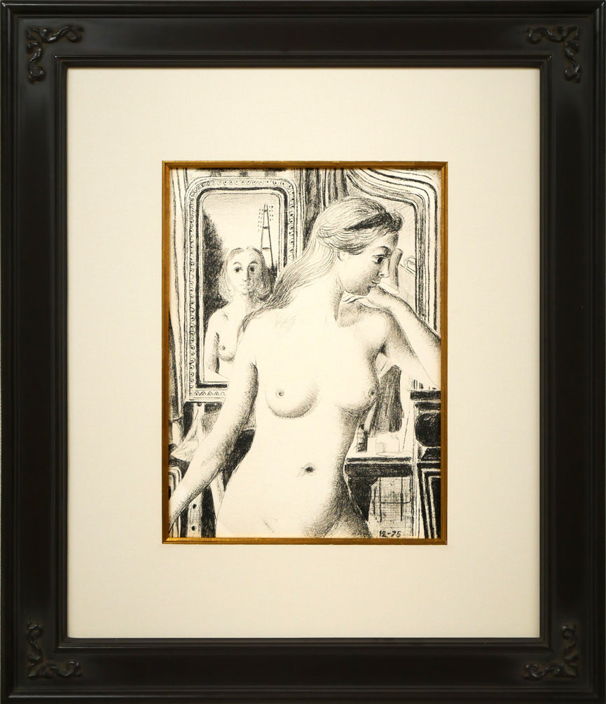 ポール デルヴォー(Paul DELVAUX)「Reflection(二人の裸婦)」リトグラフ