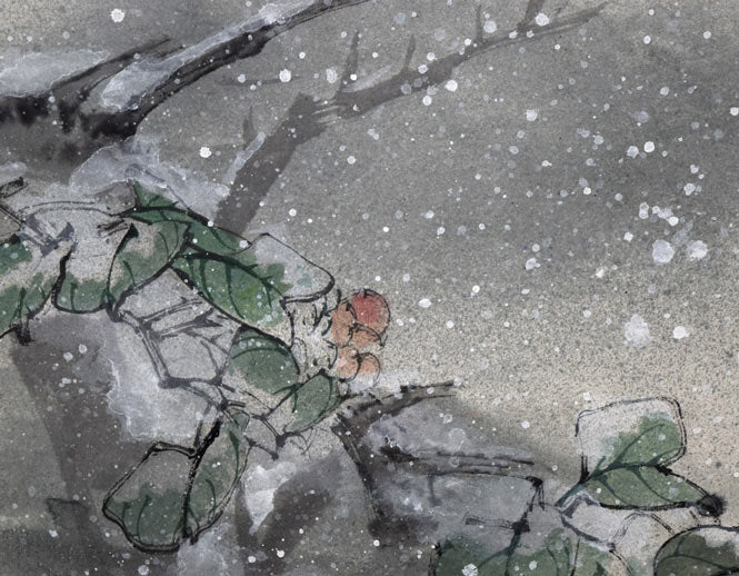 田　鏞（Tian　Yong）「冬月初雪」肉筆彩色画・15号　拡大画像3