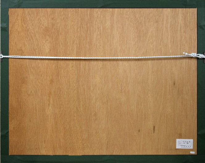 田 鏞(Tian Yong)「冬月初雪」肉筆彩色画・15号 額縁裏側画像