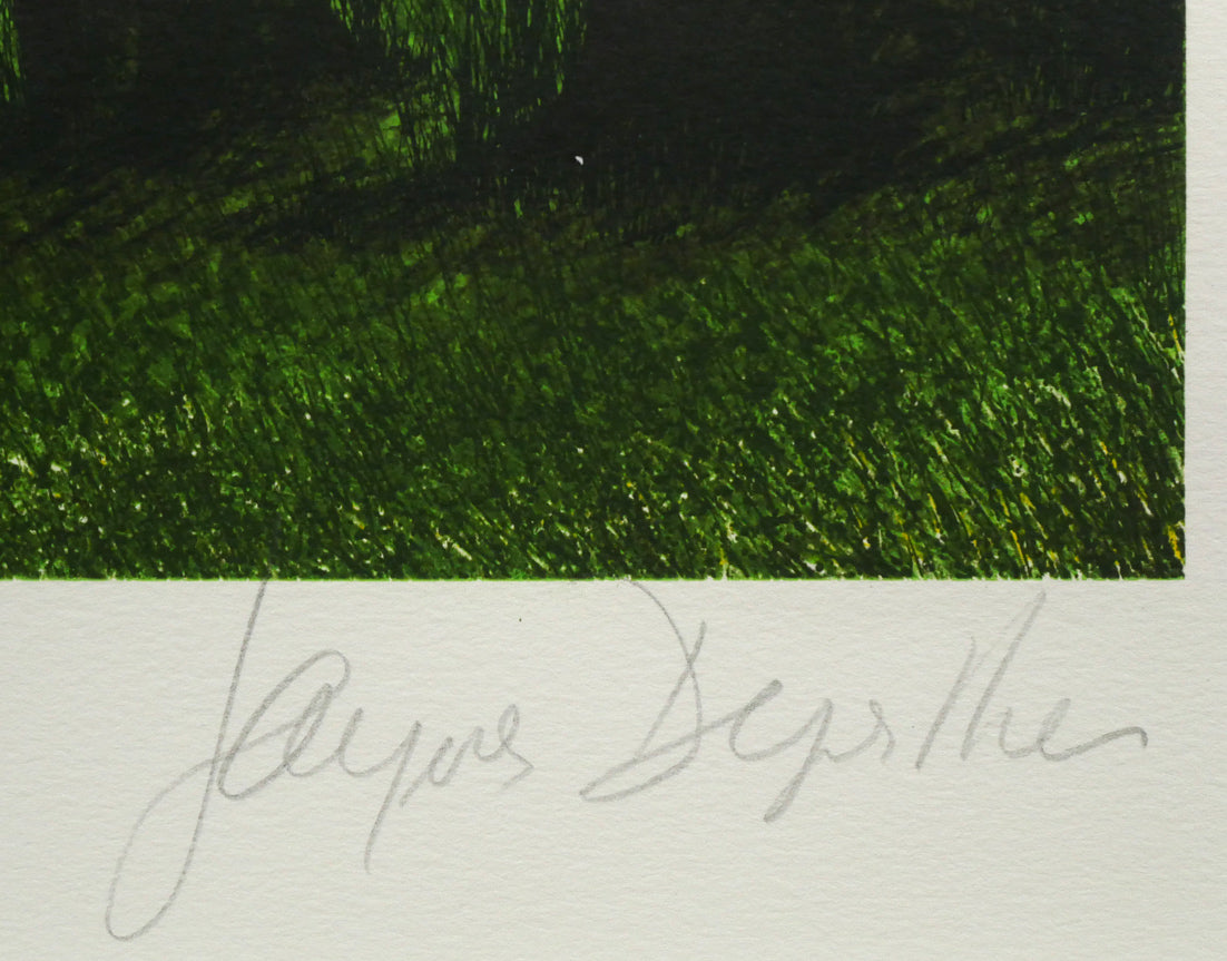 ジャック デペルト(Jacques DEPERTHES)「水辺のグリーン」リトグラフ 本人直筆鉛筆サイン