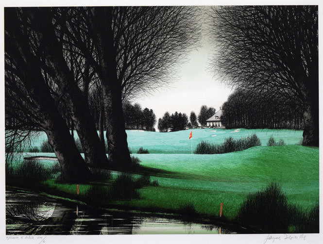 ジャック・デペルト(Jacques DEPERTHES)「ジュネーブのゴルフ16番ホール」リトグラフ 作品全体画像
