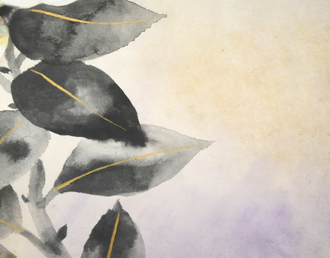 堂本印象「白きつばき」日本画・F6号 拡大画像4