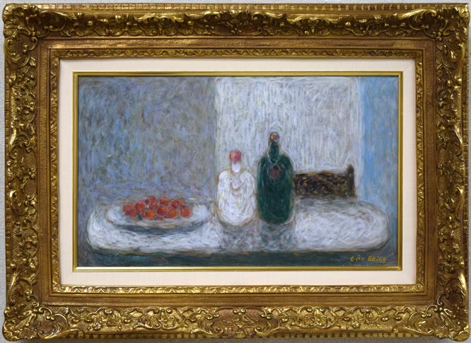 蛯子善悦「二つの瓶と果物」油絵・M8号