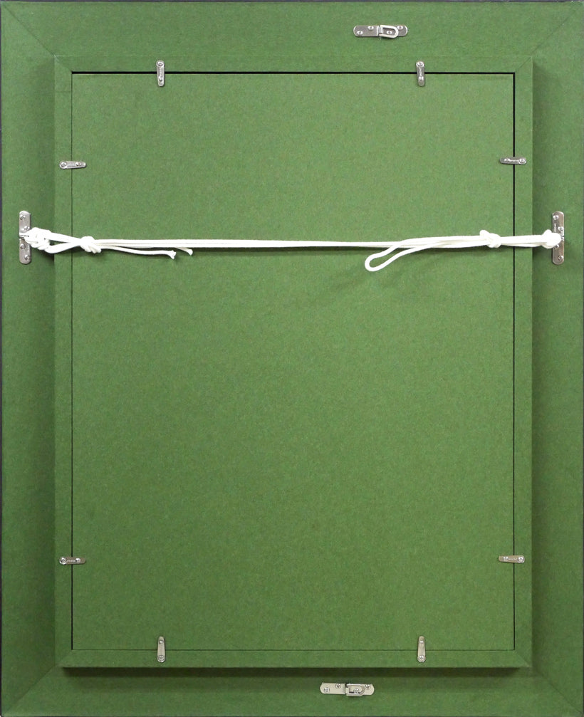 蛯子善悦「椅子とバイオリン」油絵・P8号 額縁裏側画像