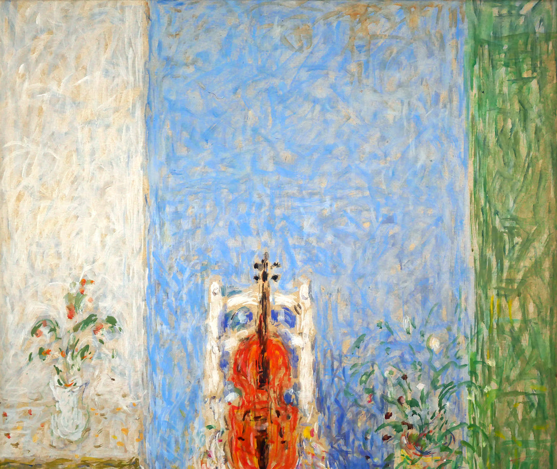 蛯子善悦「椅子とバイオリン」油絵・P8号 拡大画像1