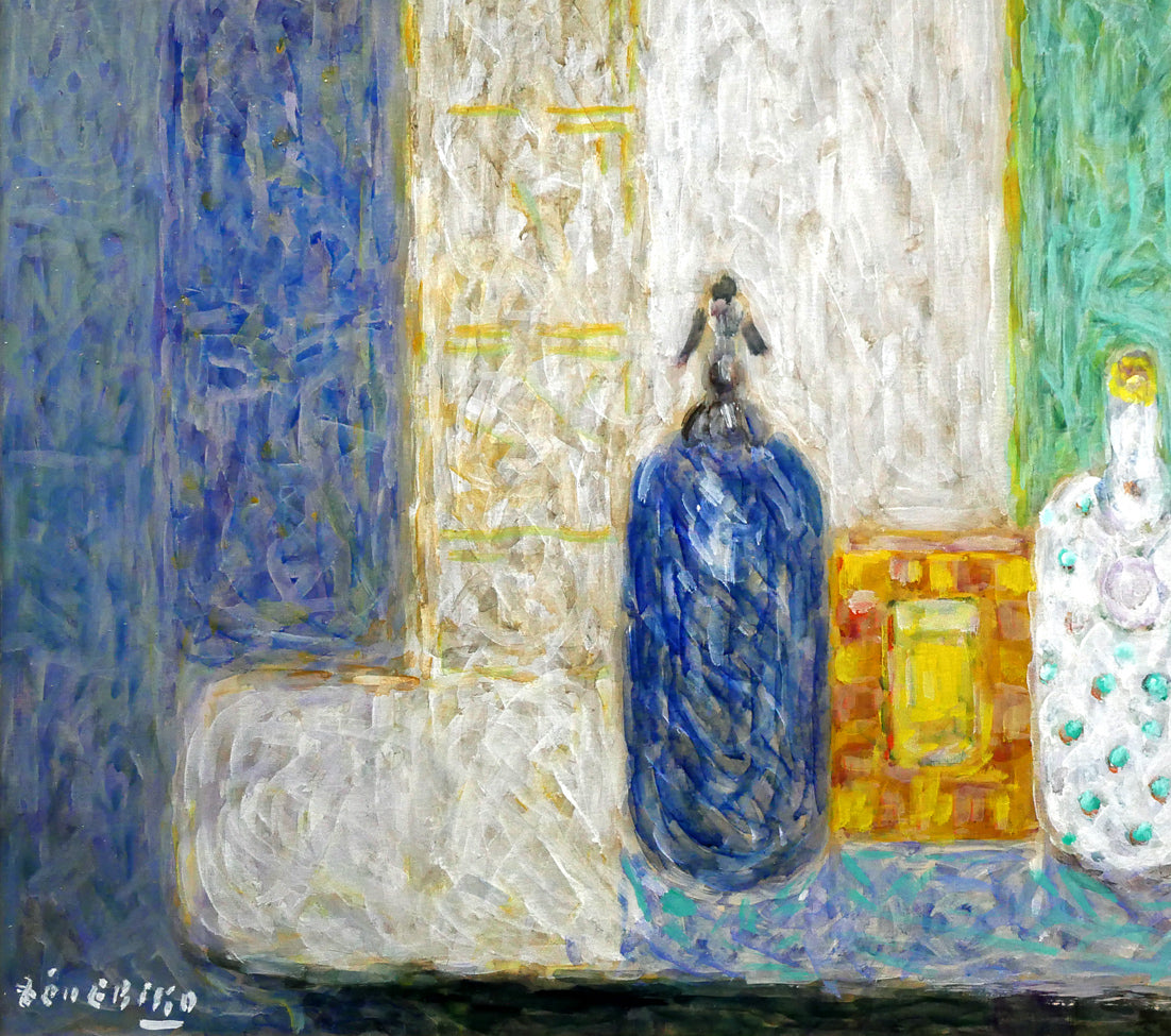 蛯子善悦「卓上の静物」油絵・M8号 拡大画像1