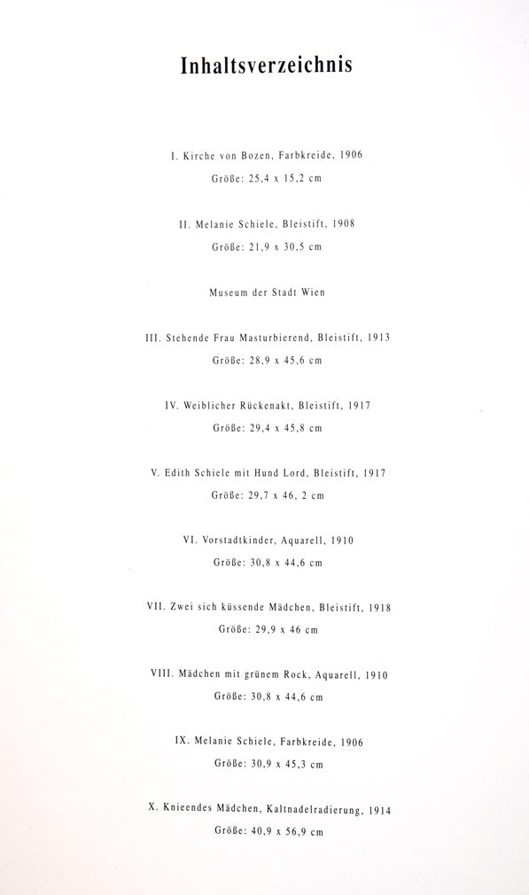 エゴン・シーレ「EGON SCHIELE」リトグラフ・ポートフォリオ(10枚セット額縁付き) 掲載資料1(作品シートサイズ)