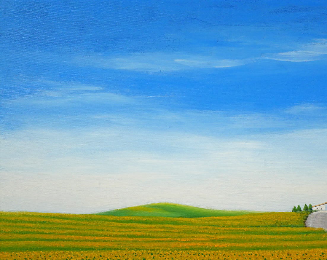 江口徹「向日葵の道」油絵・F20号 拡大画像1