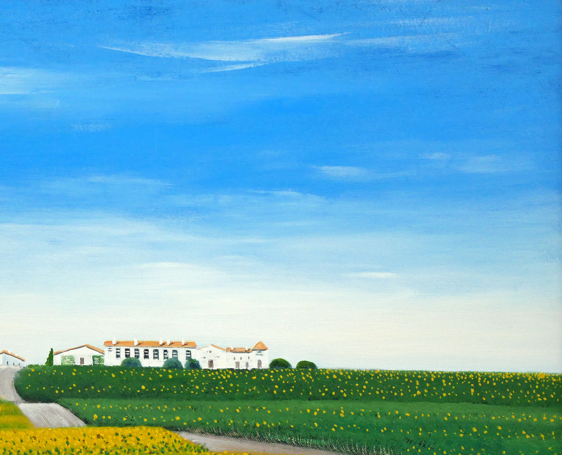 江口徹「向日葵の道」油絵・F20号 拡大画像2