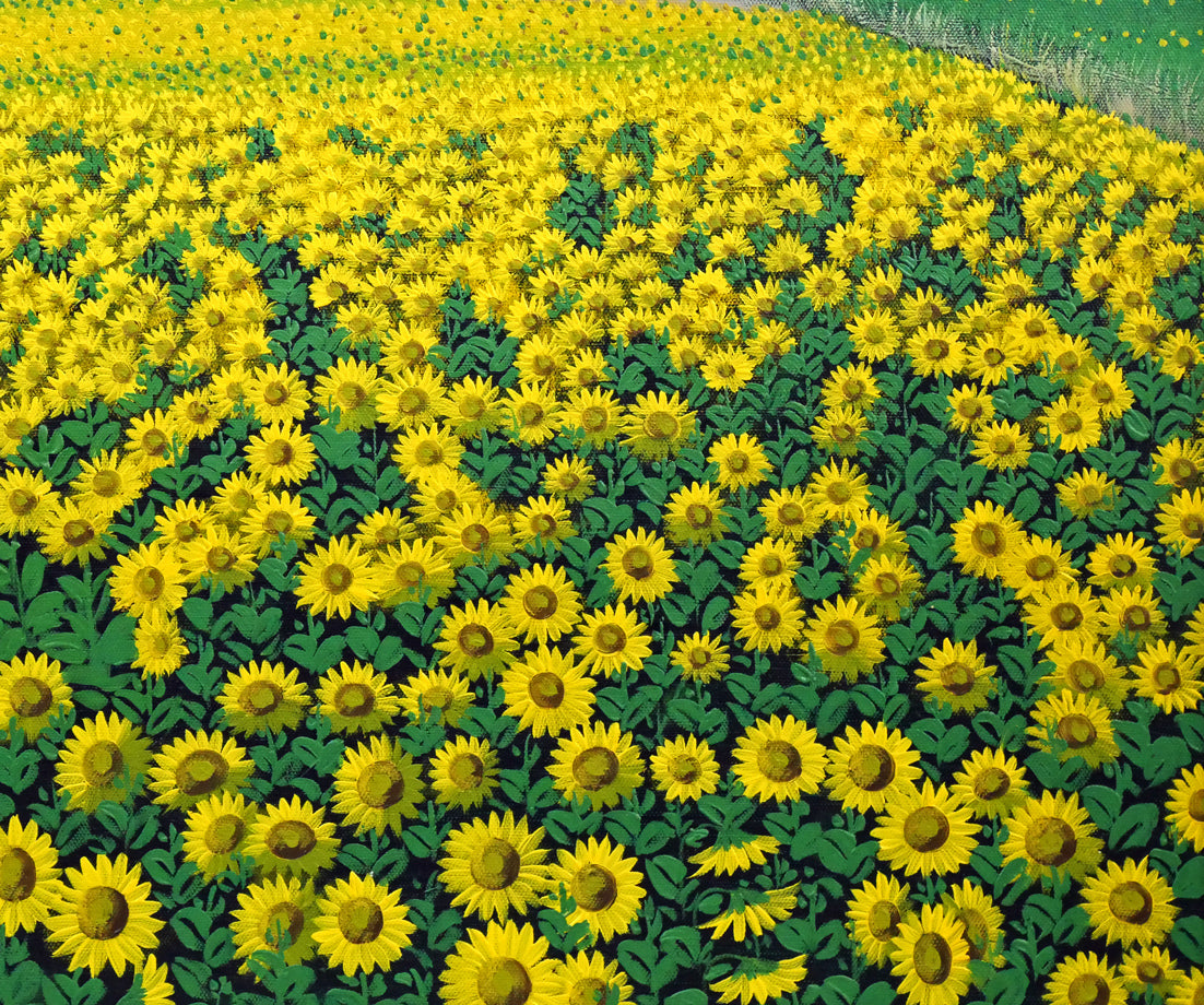 江口徹「向日葵の道」油絵・F20号 拡大画像5