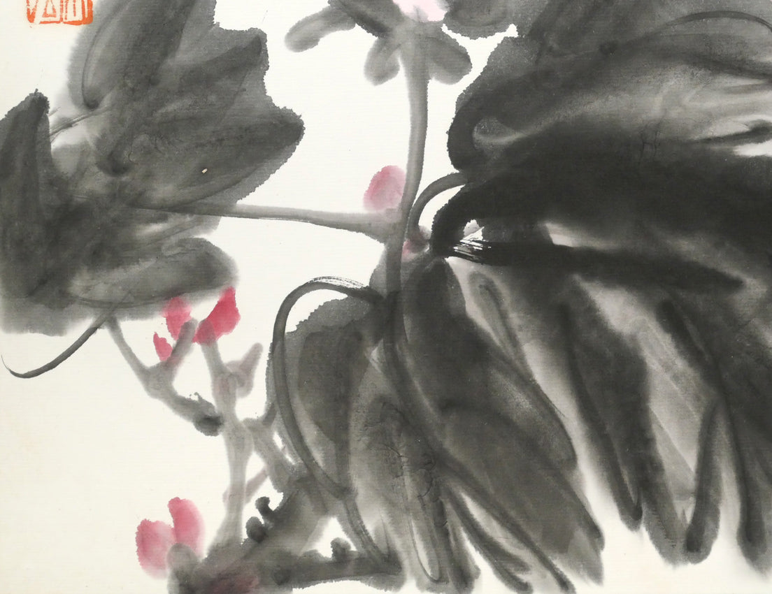 翟栄強「牡丹」墨彩画・8号 拡大画像5