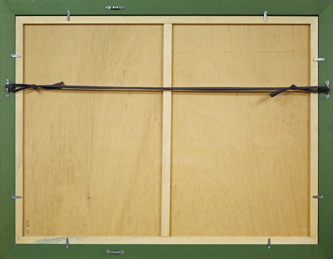 遠藤ミマン「三角点のある風景」シルクスクリーン版画 額縁裏側画像