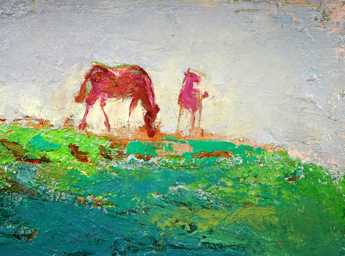 遠藤ミマン「三角点のある風景」油絵・F4号 拡大画像2