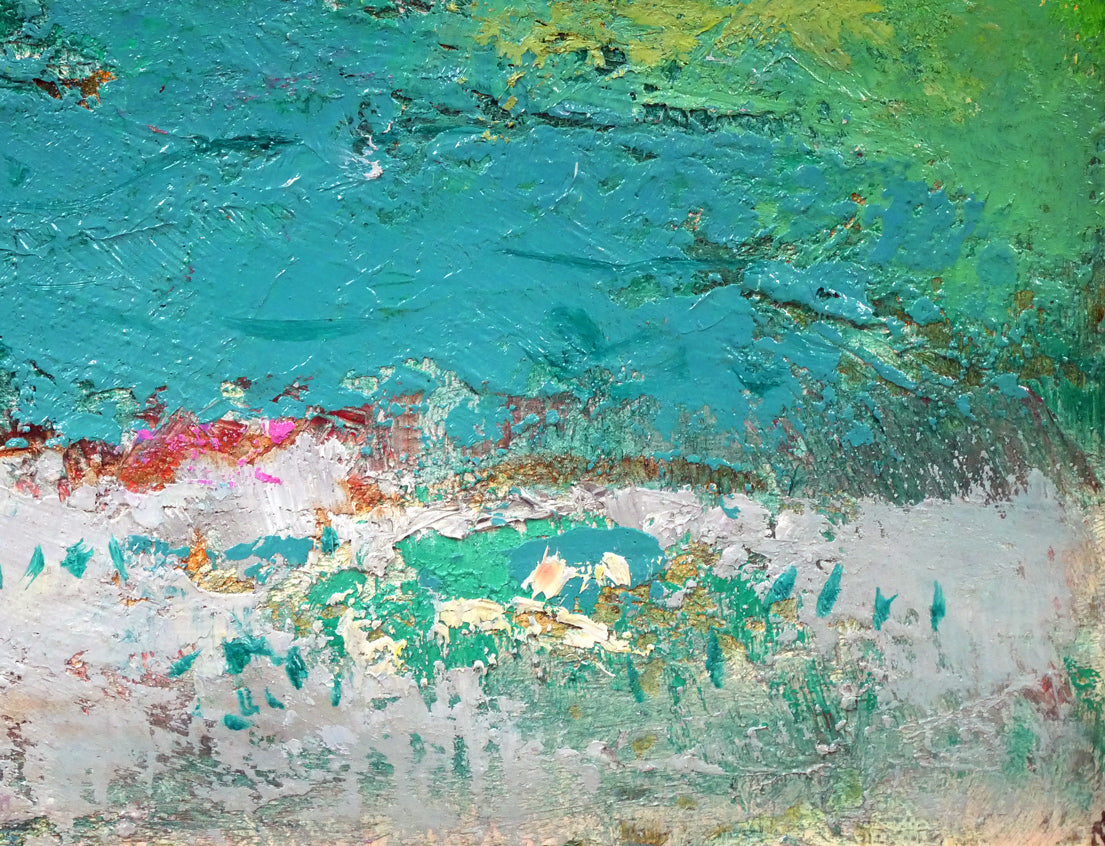 遠藤ミマン「三角点のある風景」油絵・F4号 拡大画像5