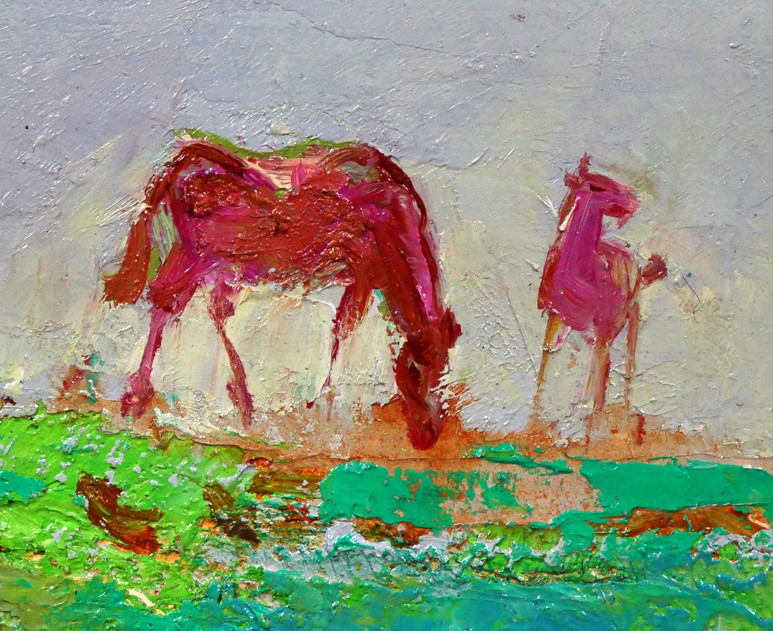 遠藤ミマン「三角点のある風景」油絵・F4号 拡大画像3